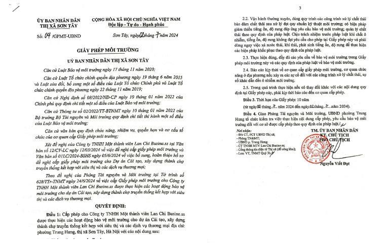 Giấy phép Môi trường cấp quận/ huyện