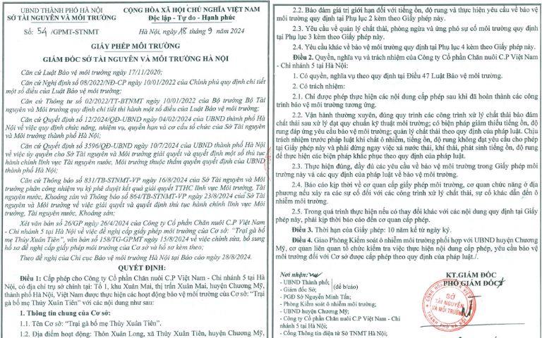 GPMT Công ty Cổ phần chăn nuôi C.P Việt Nam