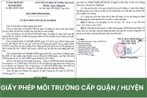 Giấy phép môi trường cấp quận huyện