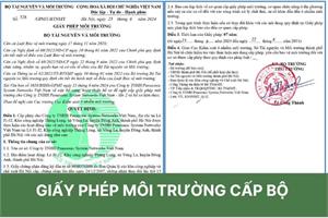 Giấy phép môi trường cấp Bộ Tài Nguyên và Môi Trường